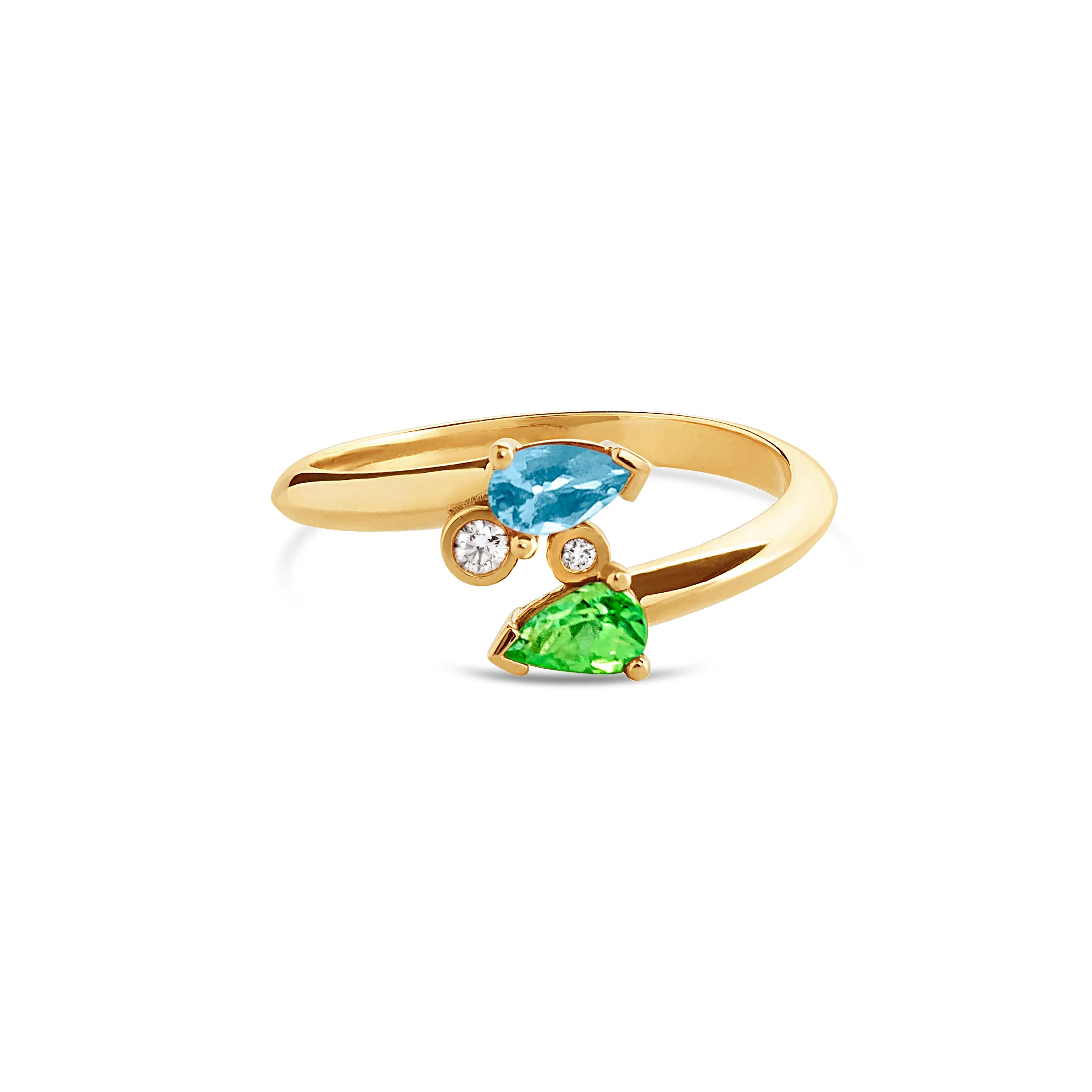 Bague Aigue-Marine et Tsavorite en Or - Early Bloom - Politains