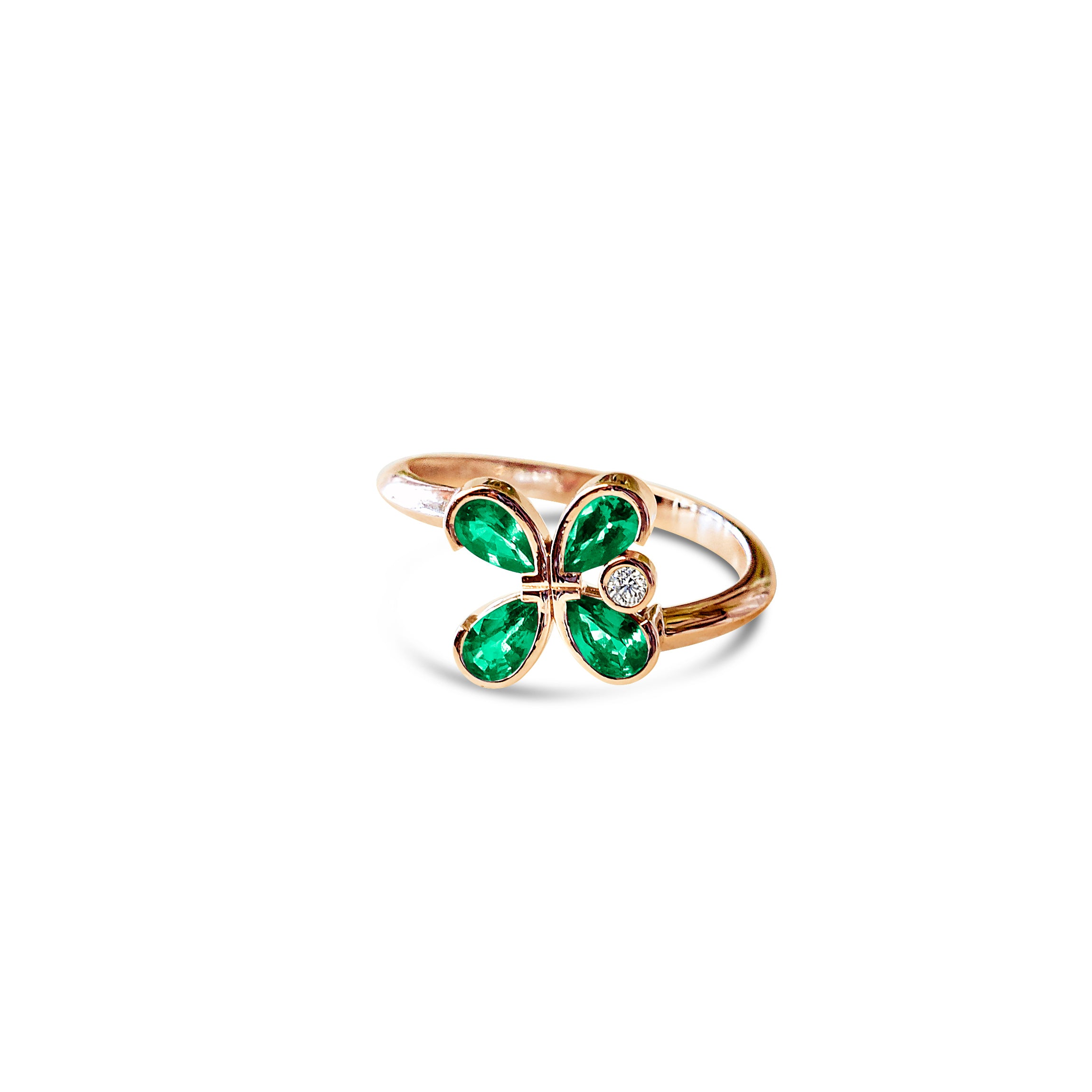 Bague Émeraudes et Diamant en Or - Milestone - Politains