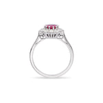 Bague Ruby en Platine - Halo Princesse - Politains