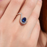 Bague Saphir cornflower la grande vague en Platine - Politains