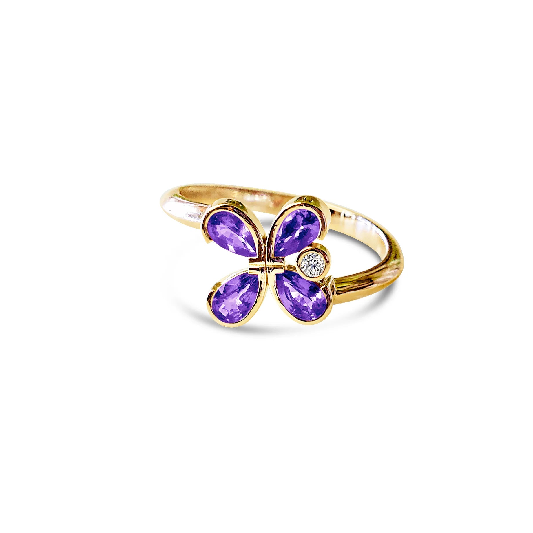 Bague Tanzanites et Diamant en Or - Milestone - Politains