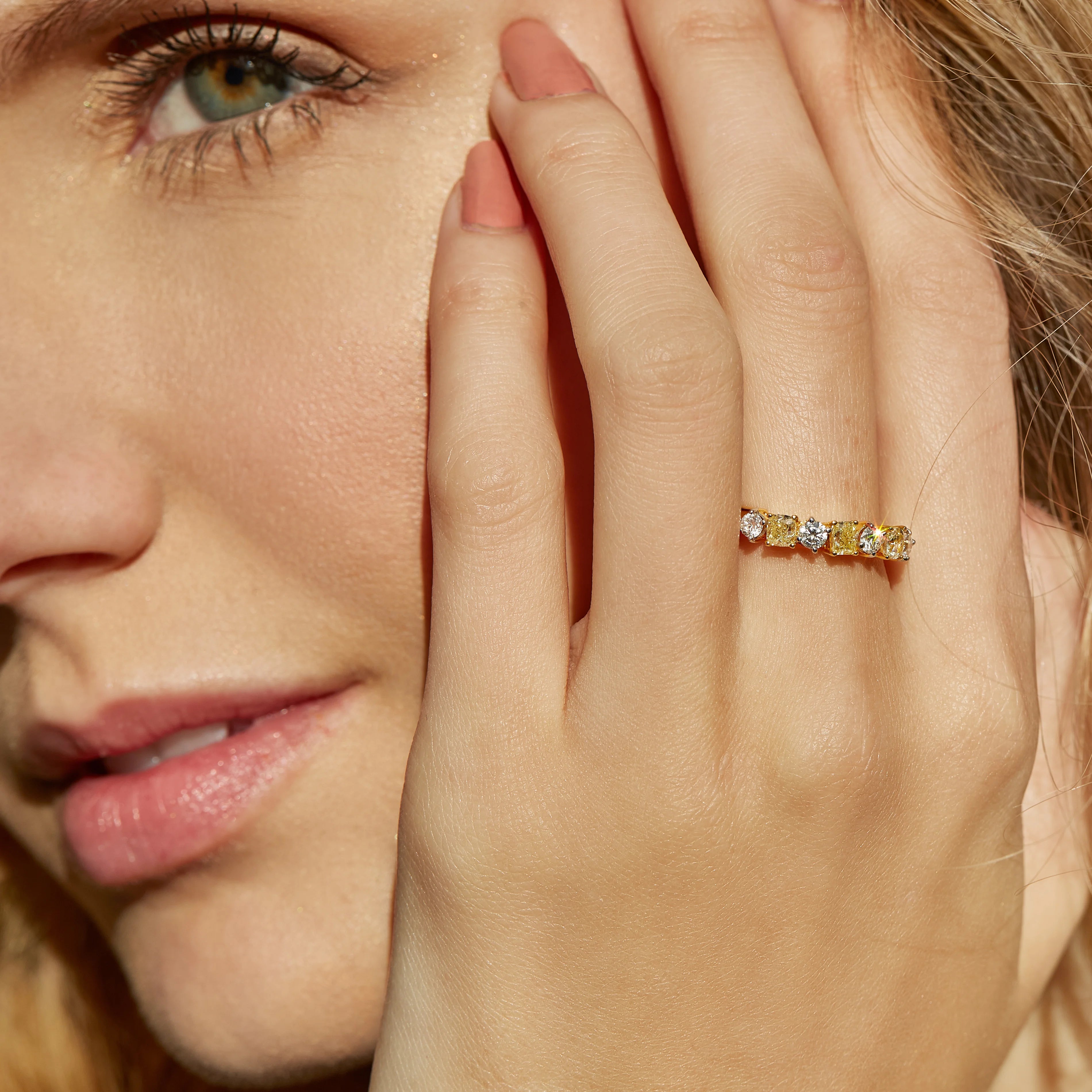 Bague Sertie de Diamants Jaunes - Politains