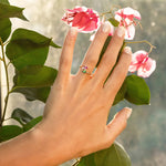 Bague en Or 18 Carats avec Saphir Rose et Tsavorite - Early Bloom - Politains