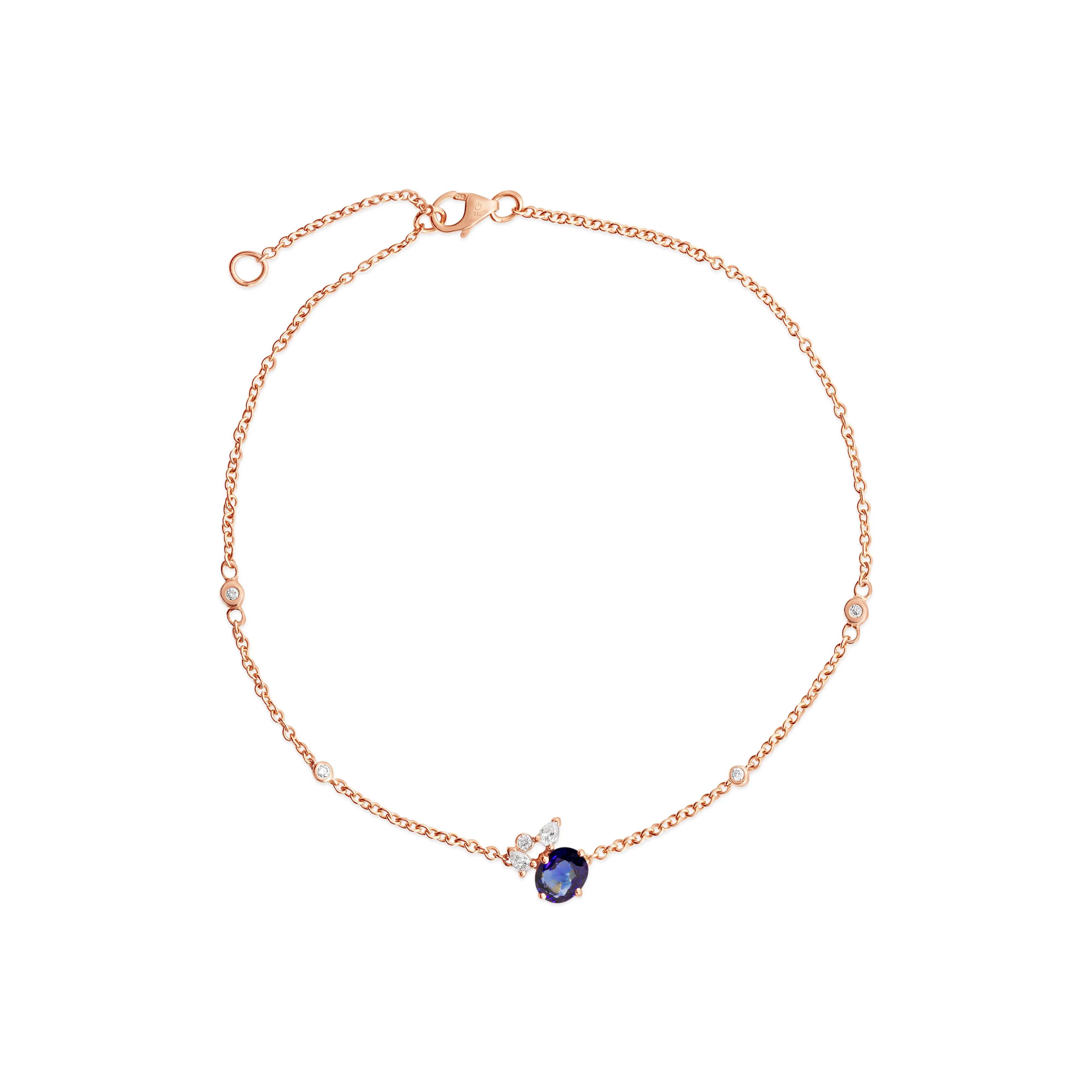 Bracelet en Or 18 Carat avec Saphir Bleu et Diamants - Moribana - Politains