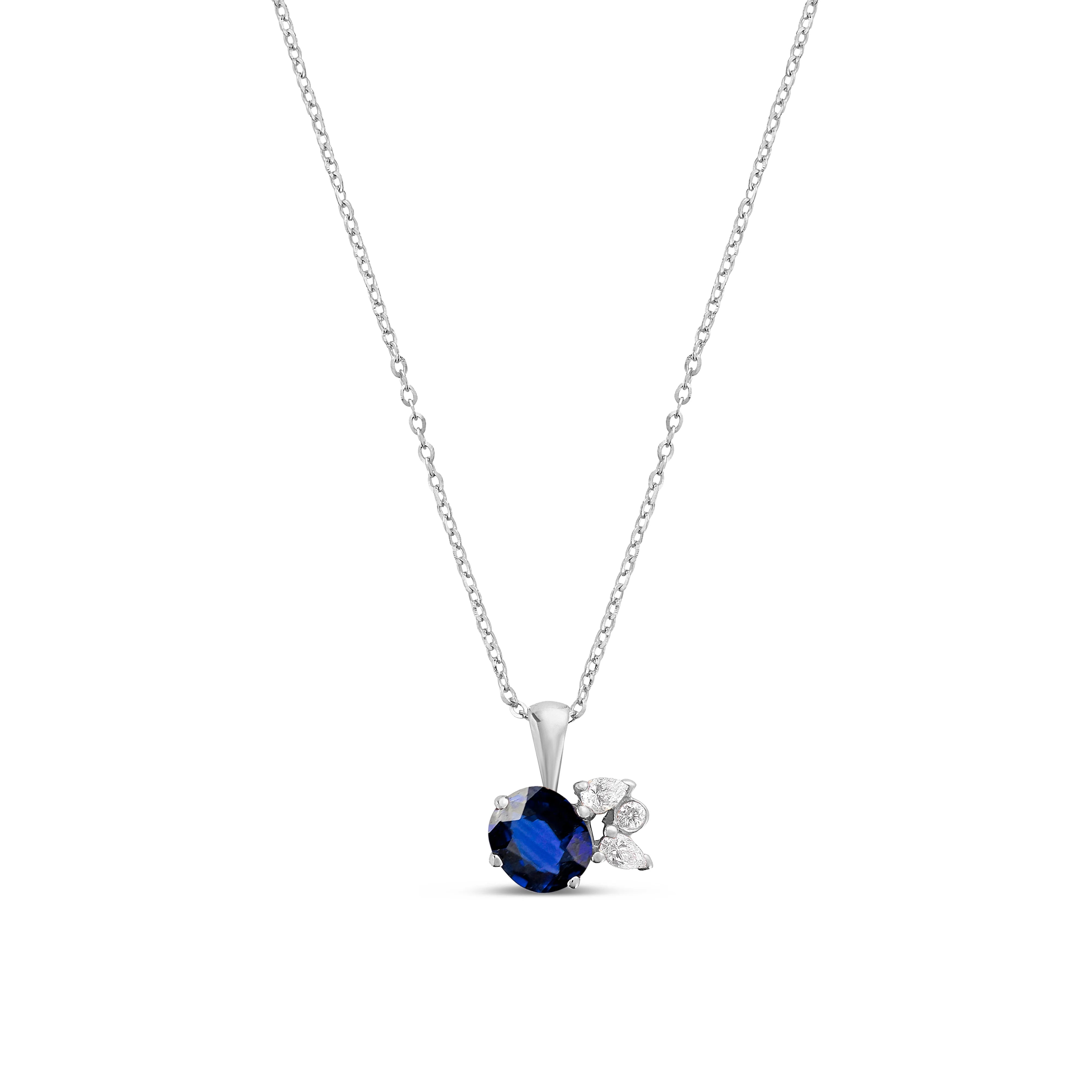 Collier en Or 18 Carat avec Saphir Bleu et Diamants - Moribana - Politains